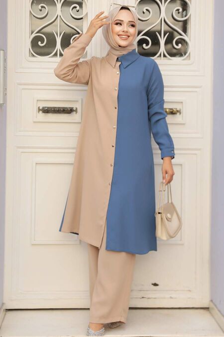 İndigo Blue Hijab Double Suit 52331IM